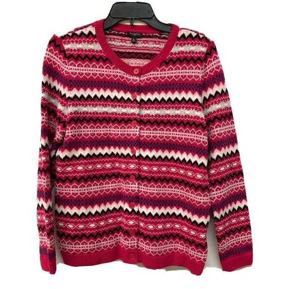 Talbots Multicolor Fair Isle Lambwool Blend Cardigan Sweater - Picture 1 of 4